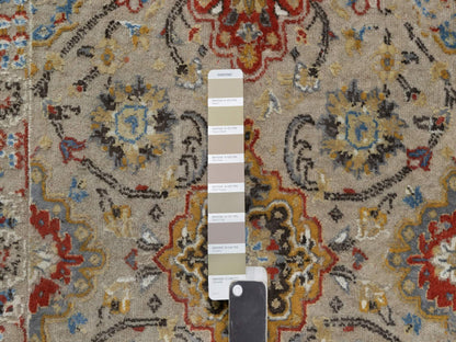 Transitional hand-knotted wool/silk runner in Beige, 2'6" x 11'10", SKU O091287
