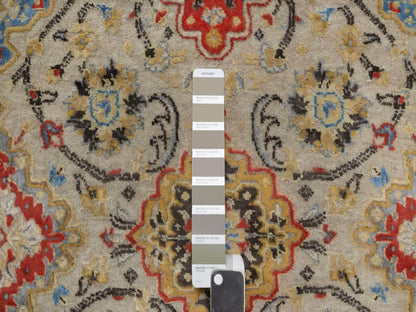 Transitional hand-knotted wool/silk rug in Beige, 4'1" x 5'11", SKU O091288