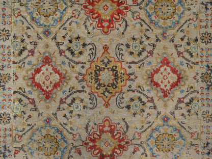 Transitional hand-knotted wool/silk rug in Beige, 4'1" x 5'11", SKU O091288