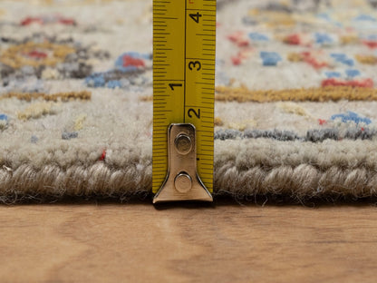 Transitional hand-knotted wool/silk rug in Beige, 4'1" x 5'11", SKU O091288
