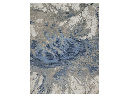 Blue 9'1" x 12'1" Modern and Contemporary Hand knotted Wool/Silk Rug - Sku: O091289