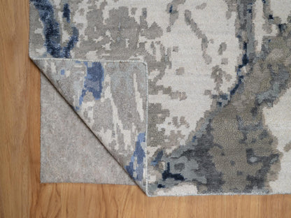 Blue 9'1" x 12'1" Modern and Contemporary Hand knotted Wool/Silk Rug - Sku: O091289