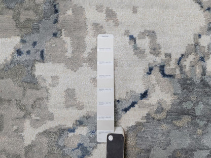 Blue 9'1" x 12'1" Modern and Contemporary Hand knotted Wool/Silk Rug - Sku: O091289