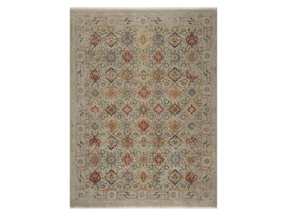 Transitional hand-knotted wool/silk rug in Beige, 8'10" x 11'11", SKU O091291