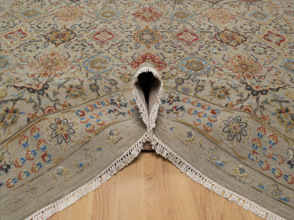Transitional hand-knotted wool/silk rug in Beige, 8'10" x 11'11", SKU O091291