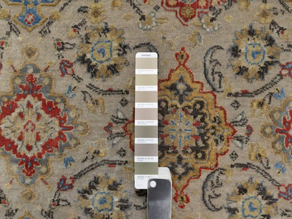 Transitional hand-knotted wool/silk rug in Beige, 8'10" x 11'11", SKU O091291