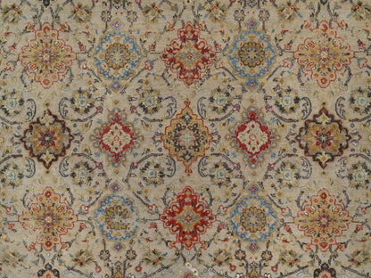 Transitional hand-knotted wool/silk rug in Beige, 8'10" x 11'11", SKU O091291
