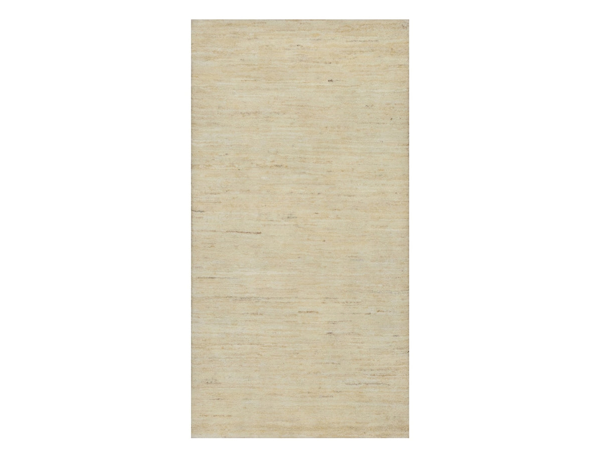 Gabbeh Modern / Contemporary hand-knotted wool runner in Ivory, 2'4" x 11'6" — SKU O091293