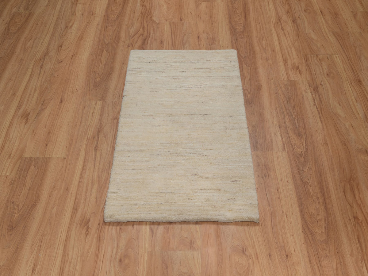 Gabbeh Modern / Contemporary hand-knotted wool rug in Ivory, 2' x 3' — SKU O091295 (view 2)