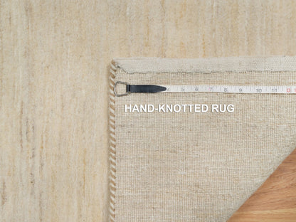 Ivory 2'0" x 3'0" Modern and Contemporary Hand knotted Wool Rug - Sku: O091295