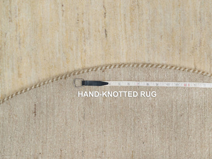 Ivory 5'0" x 5'0" Modern and Contemporary Hand knotted Wool Rug - Sku: O091296