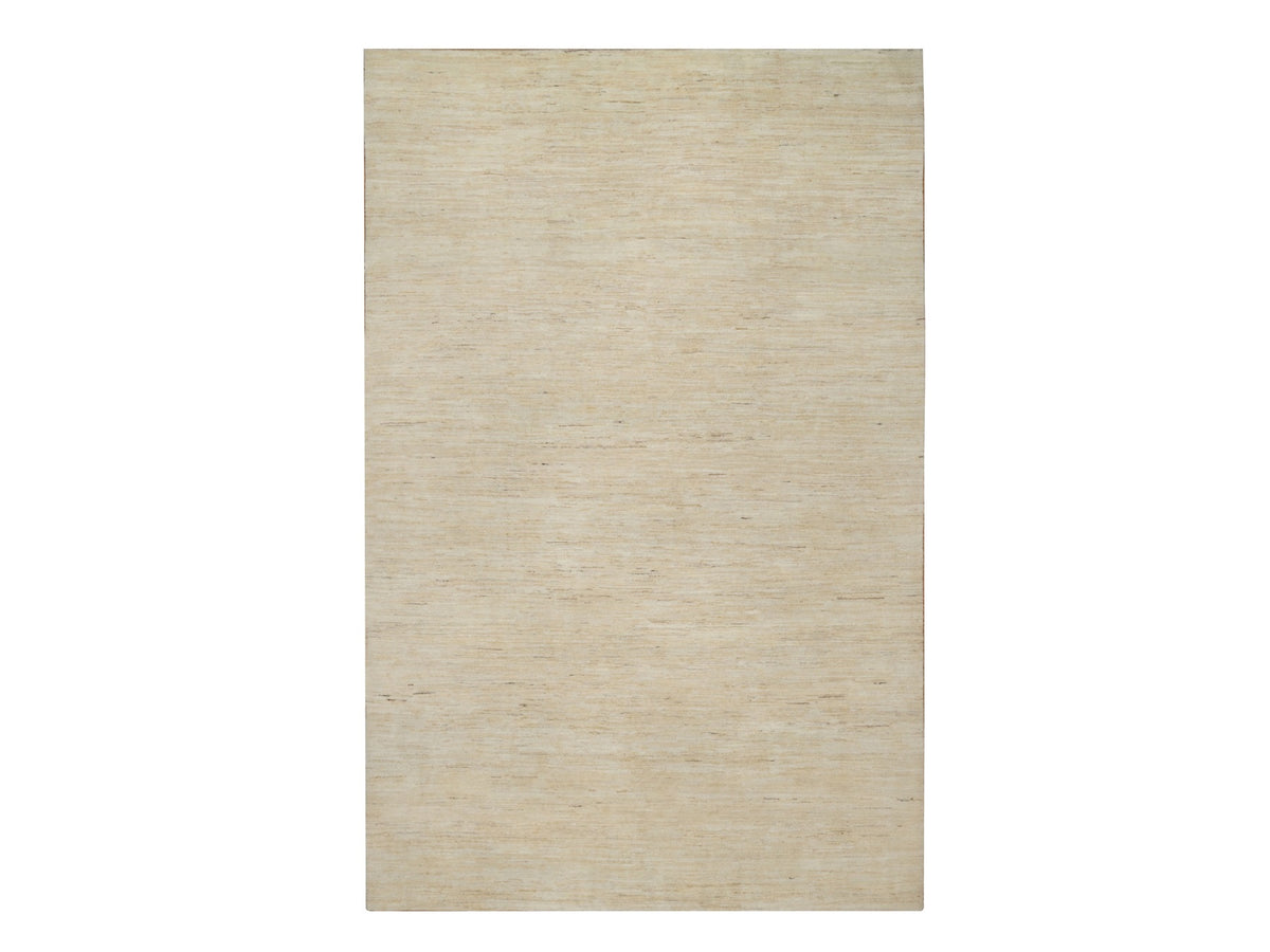 Gabbeh Modern / Contemporary hand-knotted wool rug in Ivory, 6'3" x 9'9" — SKU O091297