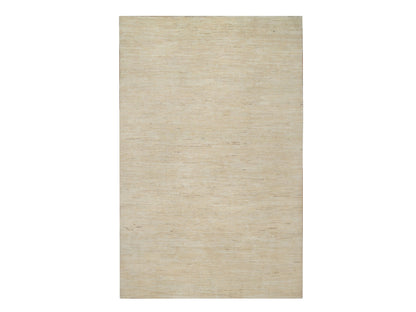 Gabbeh Modern / Contemporary hand-knotted wool rug in Ivory, 6'3" x 9'9" — SKU O091297