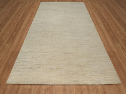 Ivory 6'0" x 11'10" Modern and Contemporary Hand knotted Wool Rug - Sku: O091298