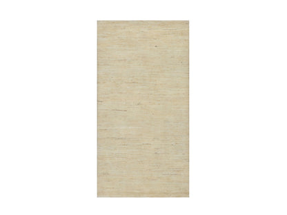 Ivory 2'4" x 11'4" Modern and Contemporary Hand knotted Wool Rug - Sku: O091299