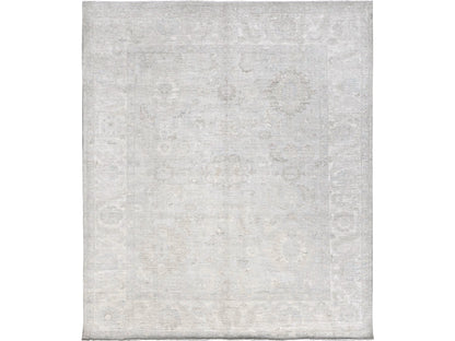 Peshawar Oushak hand-knotted wool rug in Gray & Ivory, 8' x 9'10" — SKU O0912