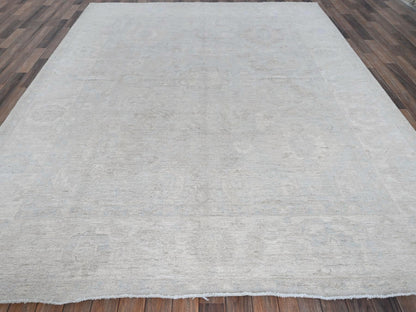 Peshawar Oushak hand-knotted wool rug in Gray & Ivory, 8' x 9'10" — SKU O0912 (view 2)