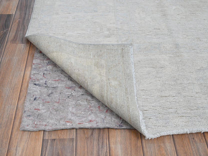 Peshawar Oushak hand-knotted wool rug in Gray & Ivory, 8' x 9'10" — SKU O0912 (view 4)