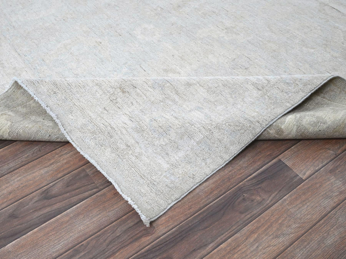 Peshawar Oushak hand-knotted wool rug in Gray & Ivory, 8' x 9'10" — SKU O0912 (view 6)