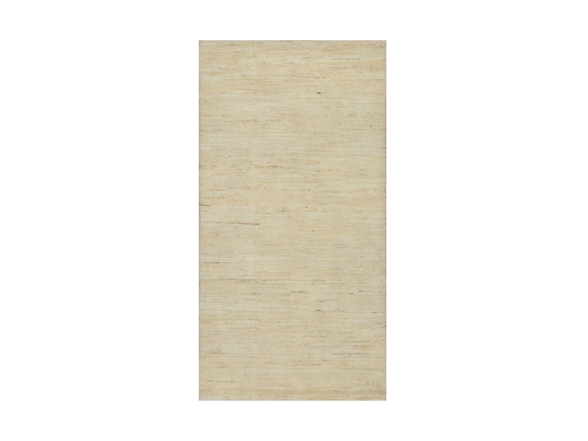 Gabbeh Modern / Contemporary hand-knotted wool runner in Ivory, 2'4" x 11'5" — SKU O091301