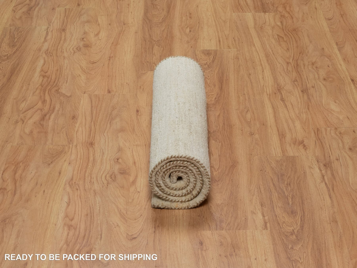 Gabbeh Modern / Contemporary hand-knotted wool runner in Ivory, 2'4" x 11'5" — SKU O091301 (view 6)