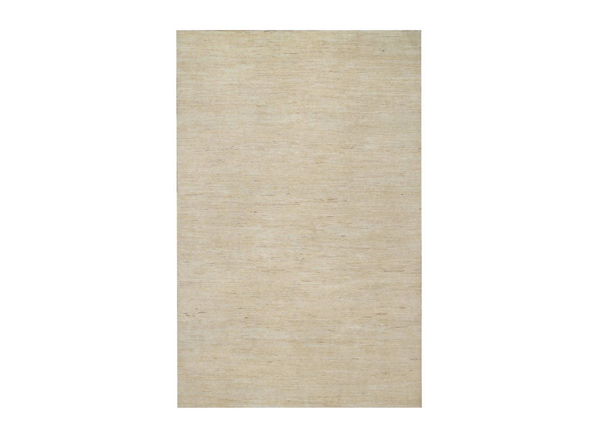 Gabbeh Modern / Contemporary hand-knotted wool rug in Ivory, 6'4" x 9'9" — SKU O091302