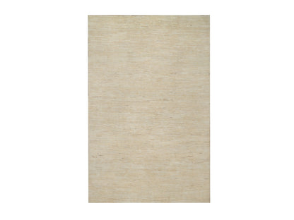 Gabbeh Modern / Contemporary hand-knotted wool rug in Ivory, 6'4" x 9'9" — SKU O091302