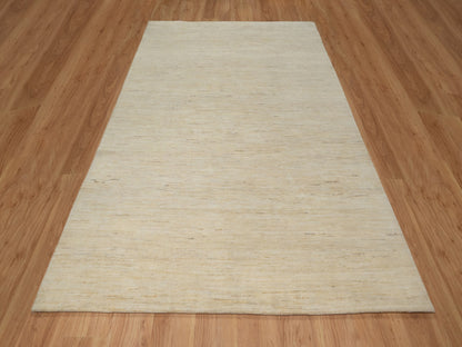 Gabbeh Modern / Contemporary hand-knotted wool rug in Ivory, 6'4" x 9'9" — SKU O091302 (view 2)
