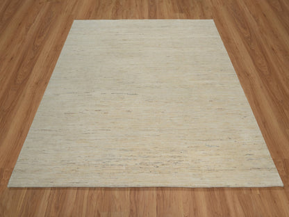 Gabbeh Modern / Contemporary hand-knotted wool rug in Ivory, 6'11" x 7'1" — SKU O091303 (view 2)