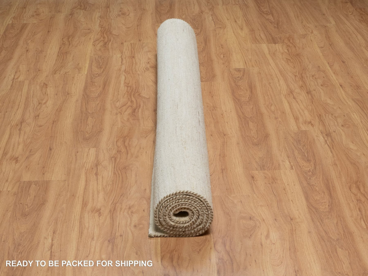 Gabbeh Modern / Contemporary hand-knotted wool rug in Ivory, 6'11" x 7'1" — SKU O091303 (view 6)