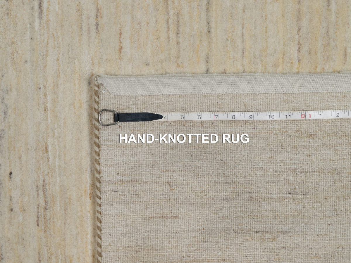 Gabbeh Modern / Contemporary hand-knotted wool rug in Ivory, 6'11" x 7'1" — SKU O091303 (view 8)