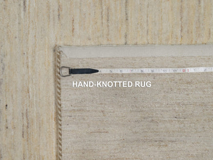 Gabbeh Modern / Contemporary hand-knotted wool rug in Ivory, 6'11" x 7'1" — SKU O091303 (view 8)