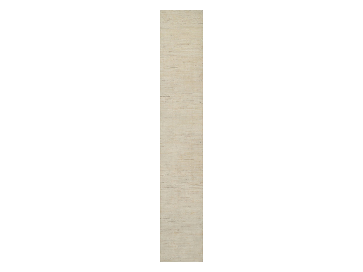 Gabbeh Modern / Contemporary hand-knotted wool runner in Ivory, 2'8" x 15'11" — SKU O091304