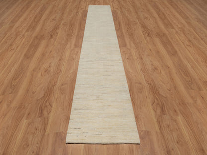 Gabbeh Modern / Contemporary hand-knotted wool runner in Ivory, 2'8" x 15'11" — SKU O091304 (view 2)