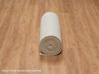 Gabbeh Modern / Contemporary hand-knotted wool runner in Ivory, 2'8" x 15'11" — SKU O091304 (view 6)
