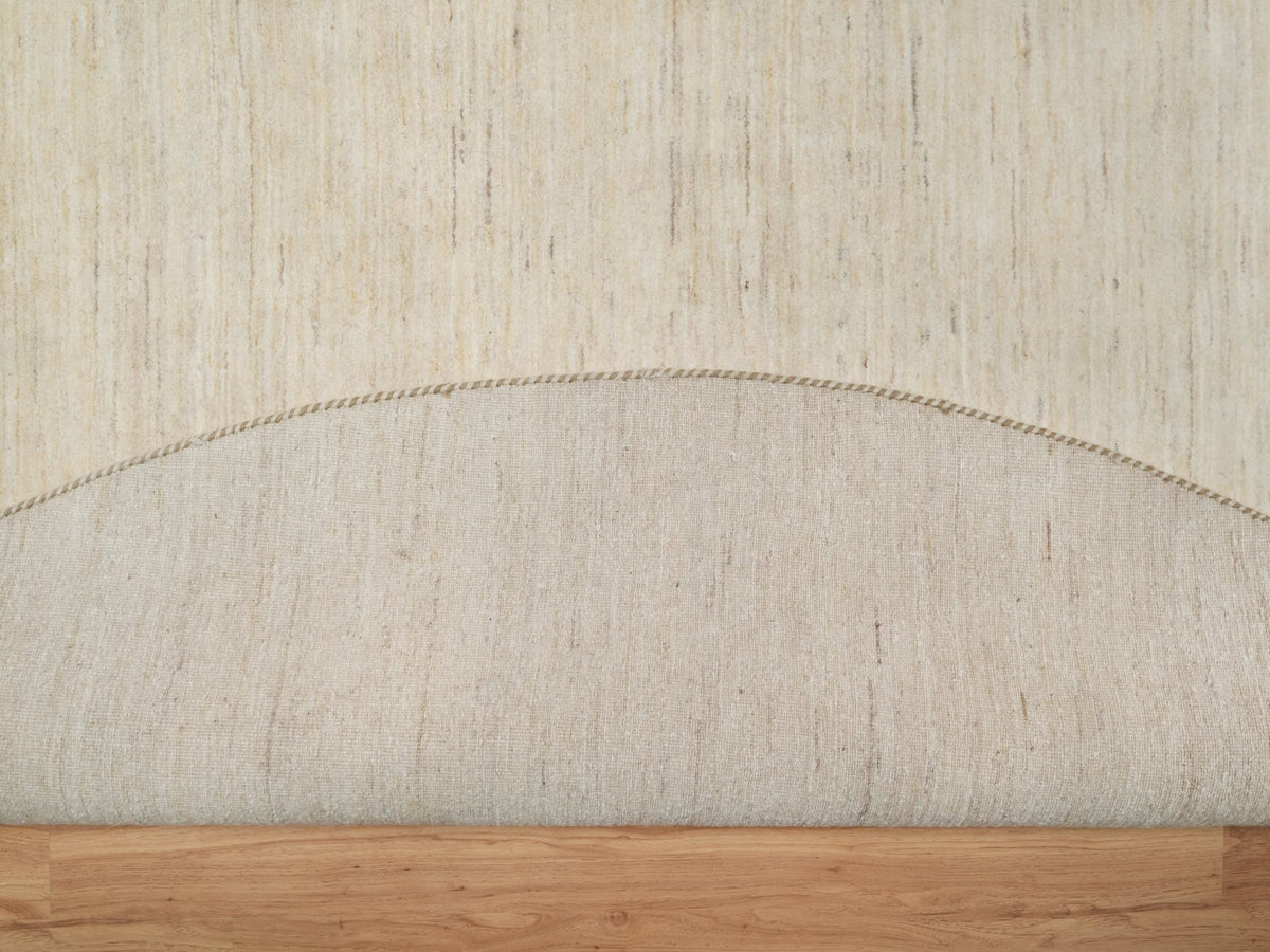 Gabbeh Modern / Contemporary hand-knotted wool rug in Ivory, 11'4" x 11'4" — SKU O091306 (view 4)