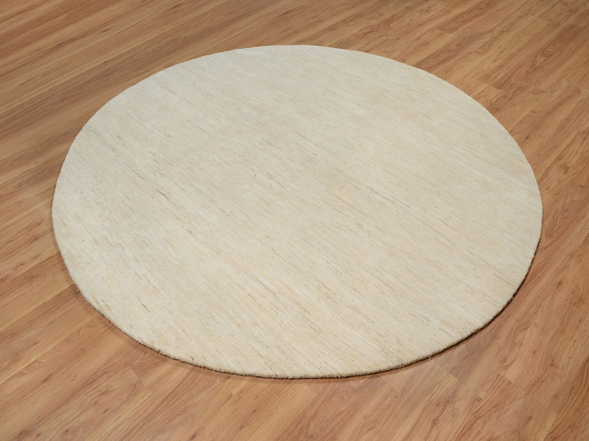 Gabbeh Modern / Contemporary hand-knotted wool rug in Ivory, 7'9" x 7'9" — SKU O091308 (view 3)