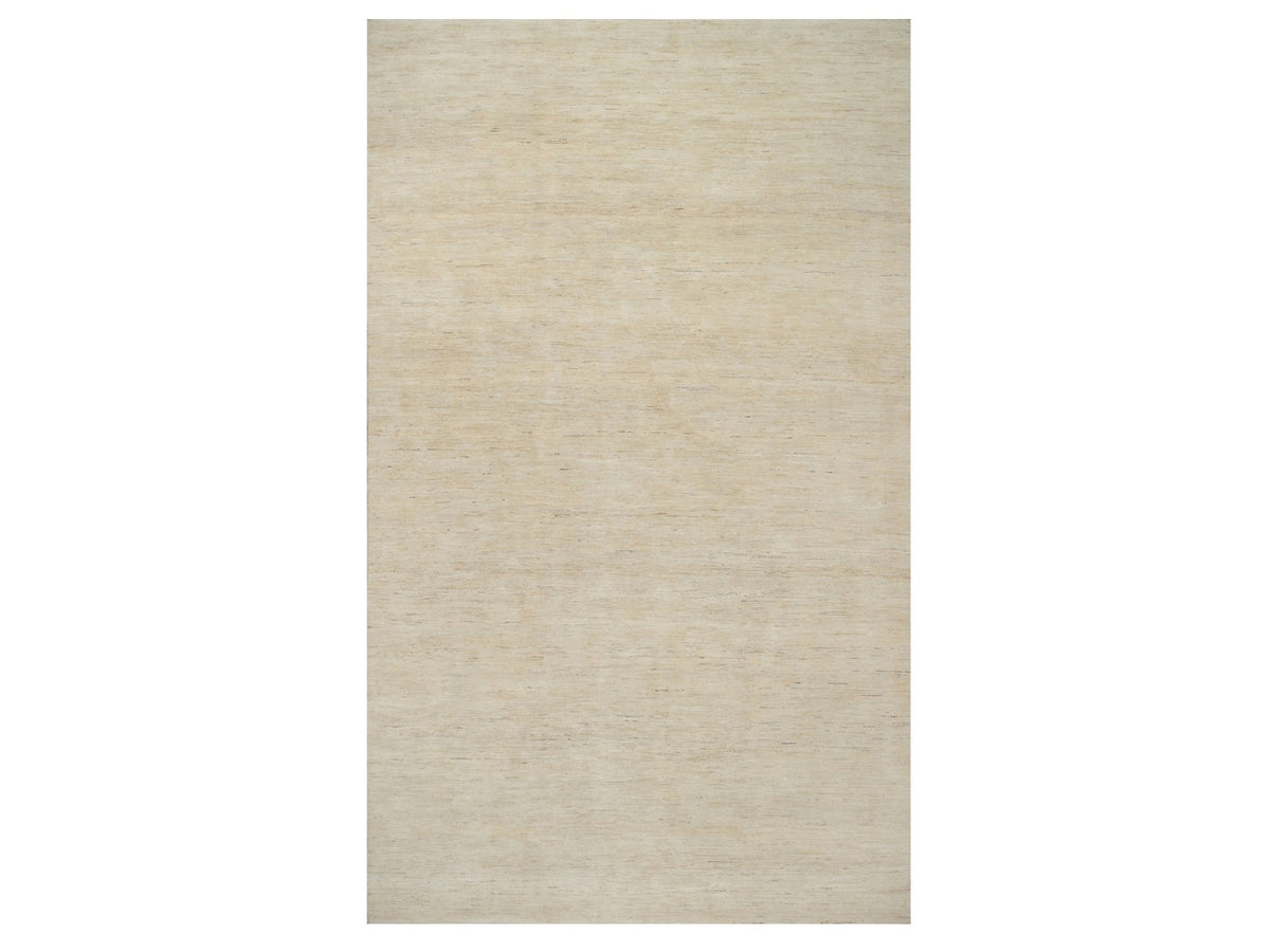 Gabbeh Modern / Contemporary hand-knotted wool runner in Ivory, 8'1" x 15'10" — SKU O091309