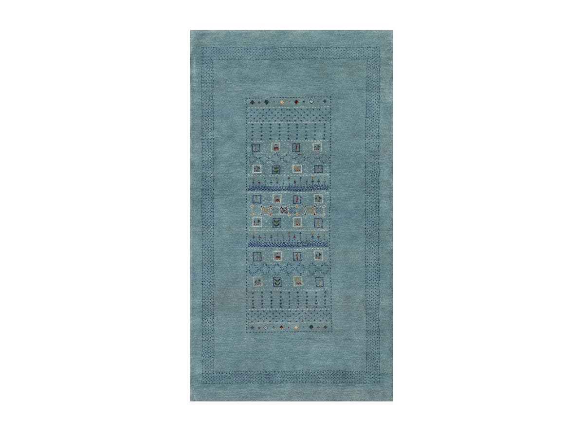 Gabbeh Modern / Contemporary hand-knotted wool rug in Blue, 2'11" x 5'6" — SKU O091311