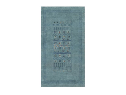 Blue 2'11" x 5'6" Modern and Contemporary Hand knotted Wool Rug - Sku: O091311