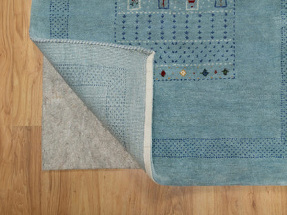Blue 2'11" x 5'6" Modern and Contemporary Hand knotted Wool Rug - Sku: O091311