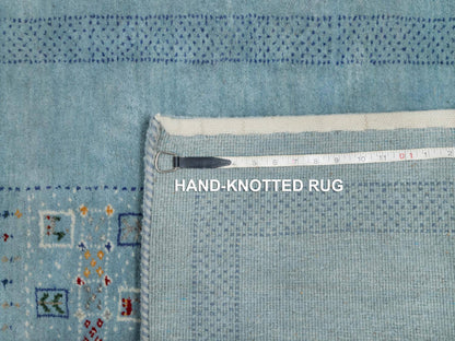 Blue 2'11" x 5'6" Modern and Contemporary Hand knotted Wool Rug - Sku: O091311