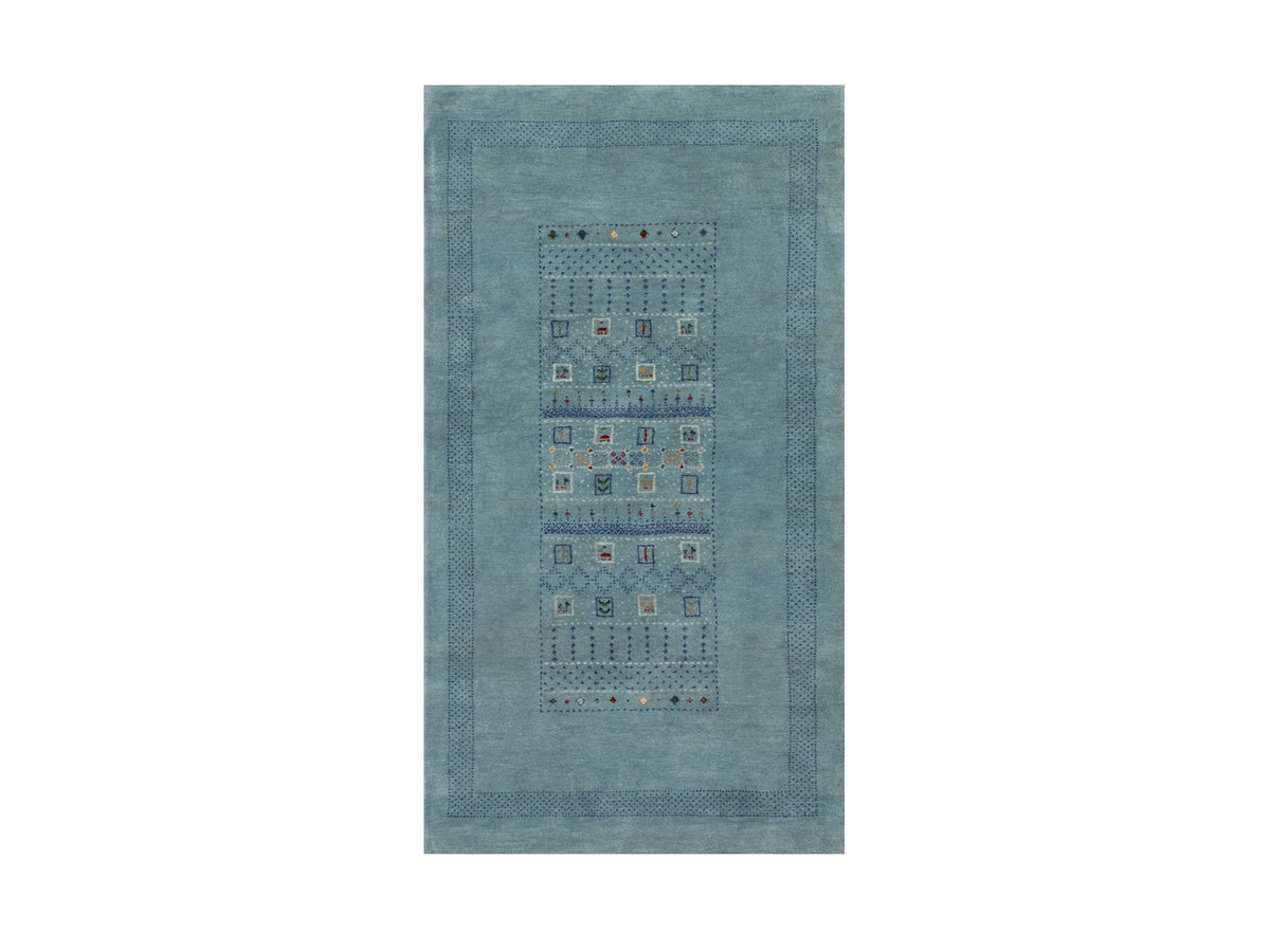 Gabbeh Modern / Contemporary hand-knotted wool rug in Blue, 2'11" x 5'4" — SKU O091312