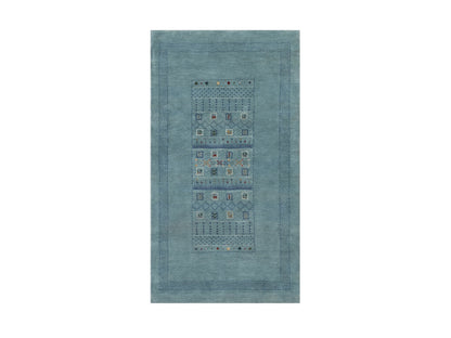 Blue 2'11" x 5'4" Modern and Contemporary Hand knotted Wool Rug - Sku: O091312