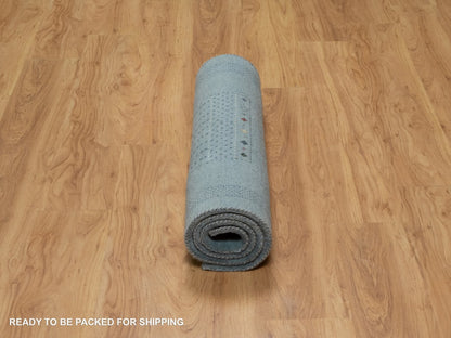Blue 2'11" x 5'4" Modern and Contemporary Hand knotted Wool Rug - Sku: O091312