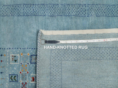 Blue 2'11" x 5'4" Modern and Contemporary Hand knotted Wool Rug - Sku: O091312