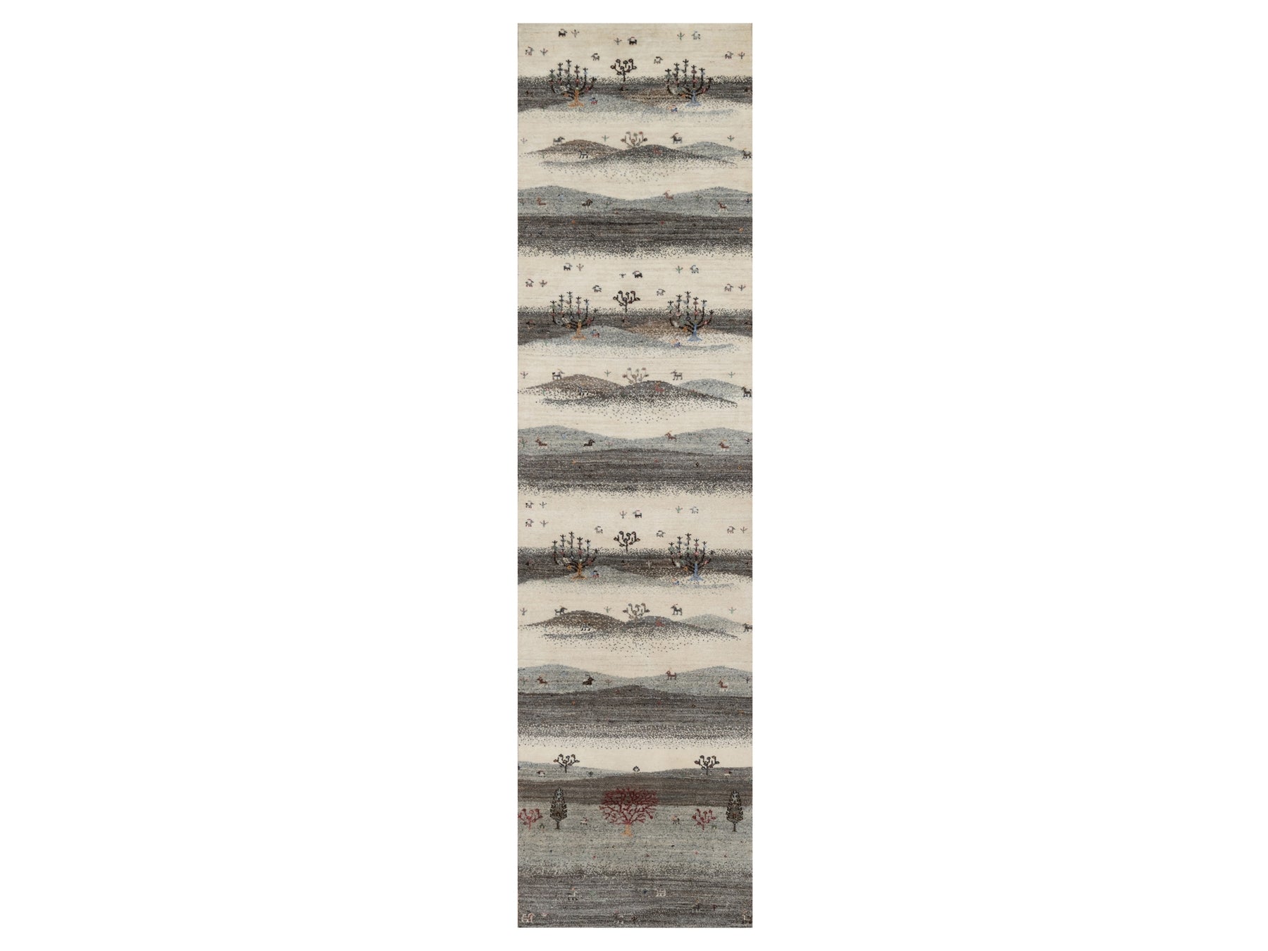 Ivory 2'6" x 9'10" Modern / Contemporary Hand knotted Wool Rug - Sku: O091317