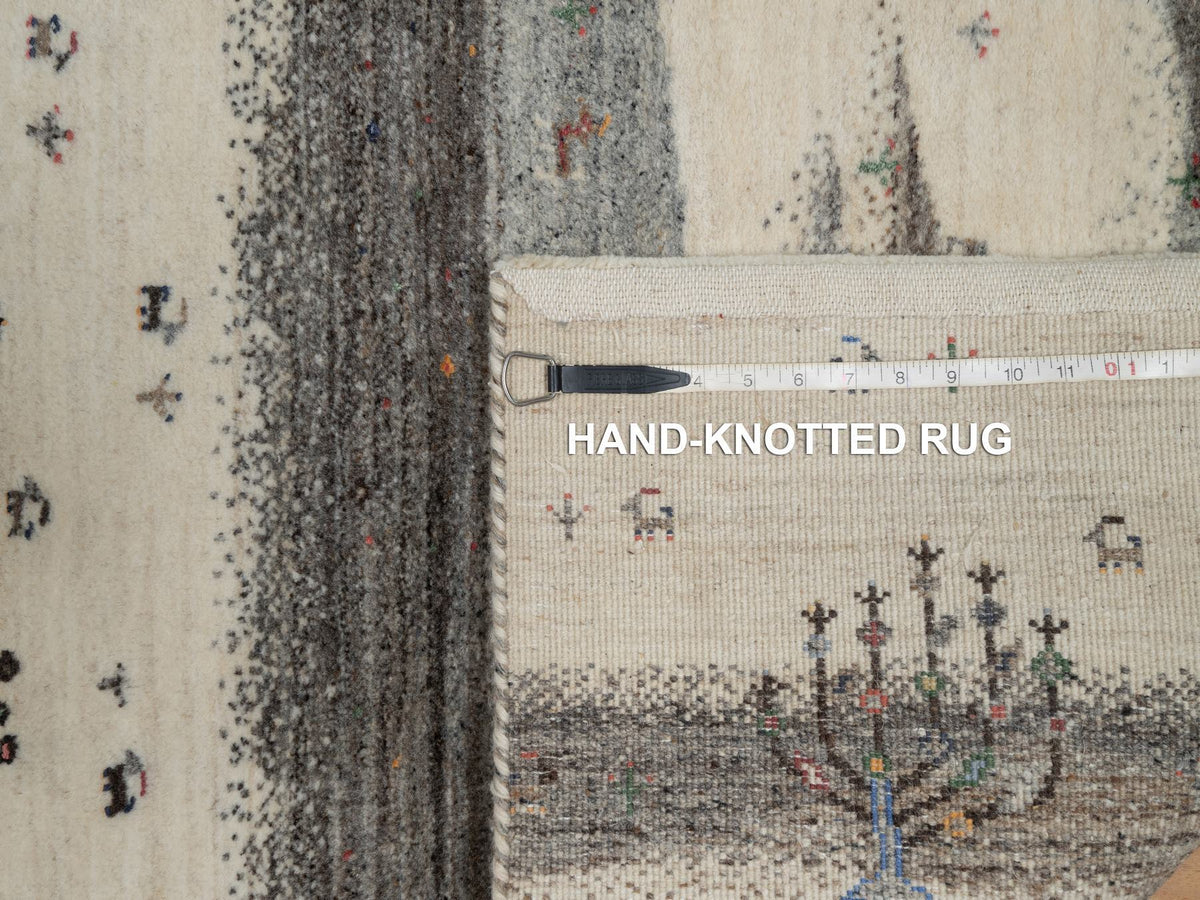 Gabbeh Modern / Contemporary hand-knotted wool runner in Ivory, 2'6" x 9'10" — SKU O091317 (view 8)