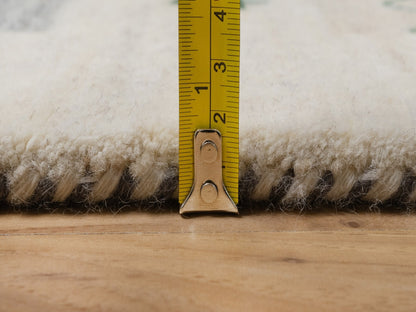 Gabbeh Modern / Contemporary hand-knotted wool runner in Ivory, 2'5" x 4'9" — SKU O091318 (view 7)