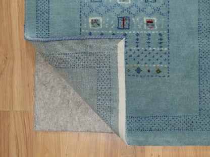 Blue 2'3" x 4'5" Modern and Contemporary Hand knotted Wool Rug - Sku: O091319
